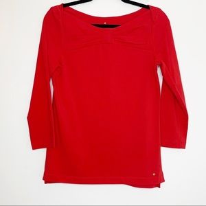 Kate Spade Wheaton Red Bow Front 3/4 Sleeve Top size M